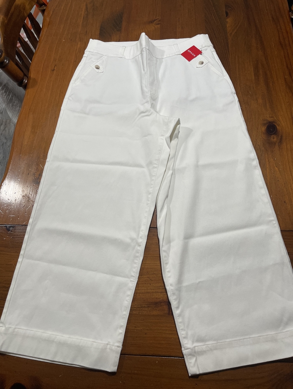 NWT SPANX REVOLVE Stretch Twill Cropped Wide Leg Pant in Bright White Size 2X - Picture 4 of 7